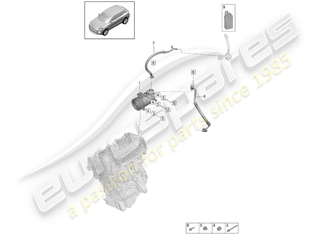 porsche 2019 (macan) air conditioner compressor part diagram