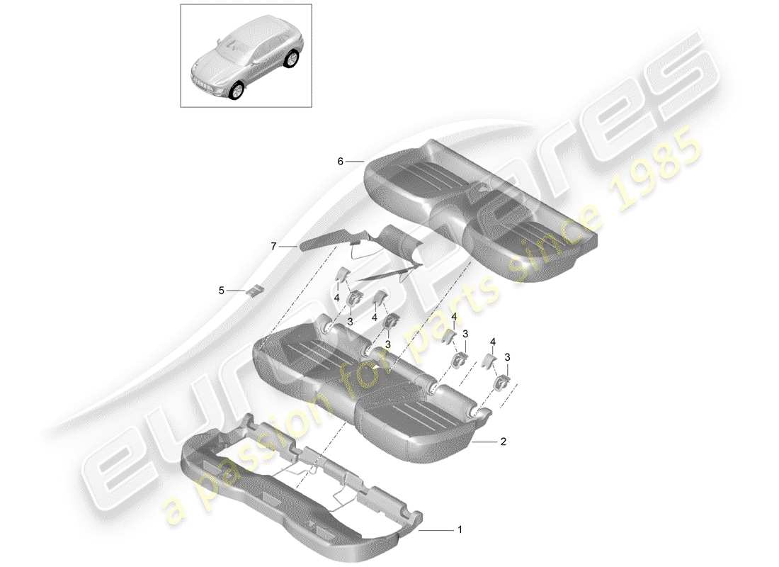 porsche 2015 (macan) foam part part diagram