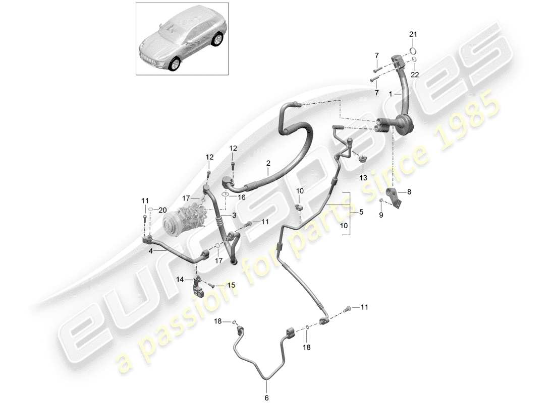porsche 2016 (macan) refrigerant circuit part diagram