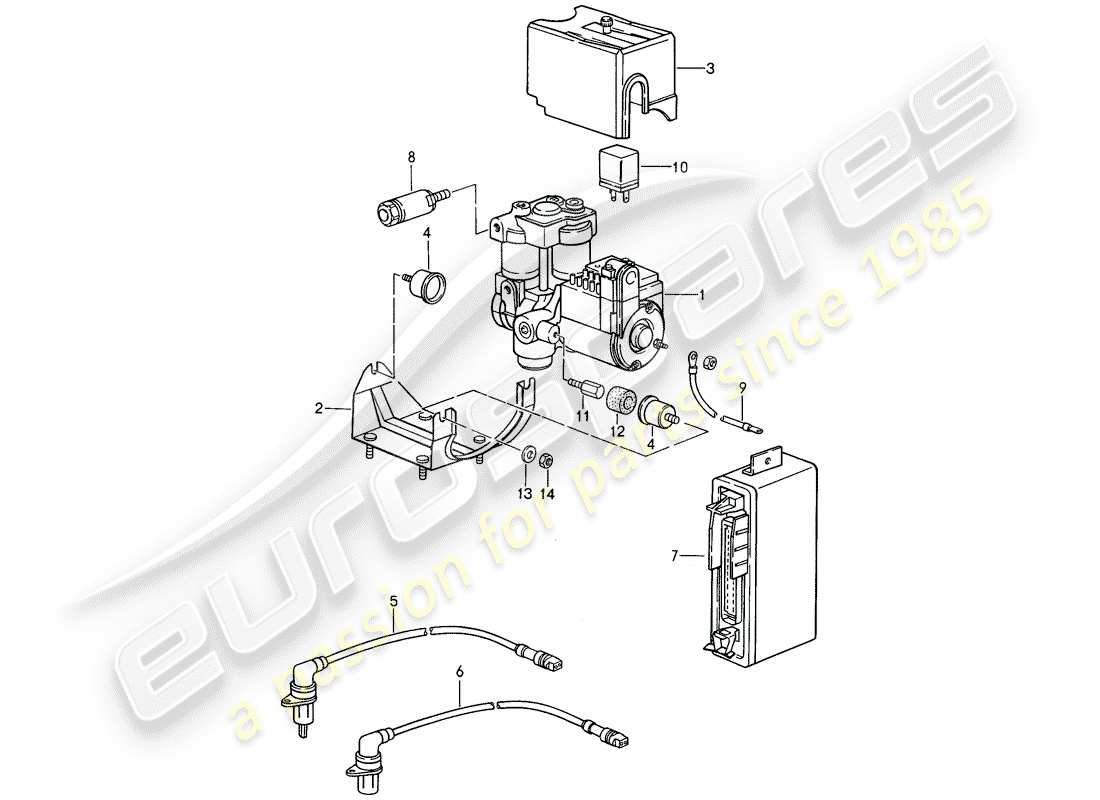 porsche 968 (1995) hydraulic unit - anti-locking brake syst. -abs- part diagram