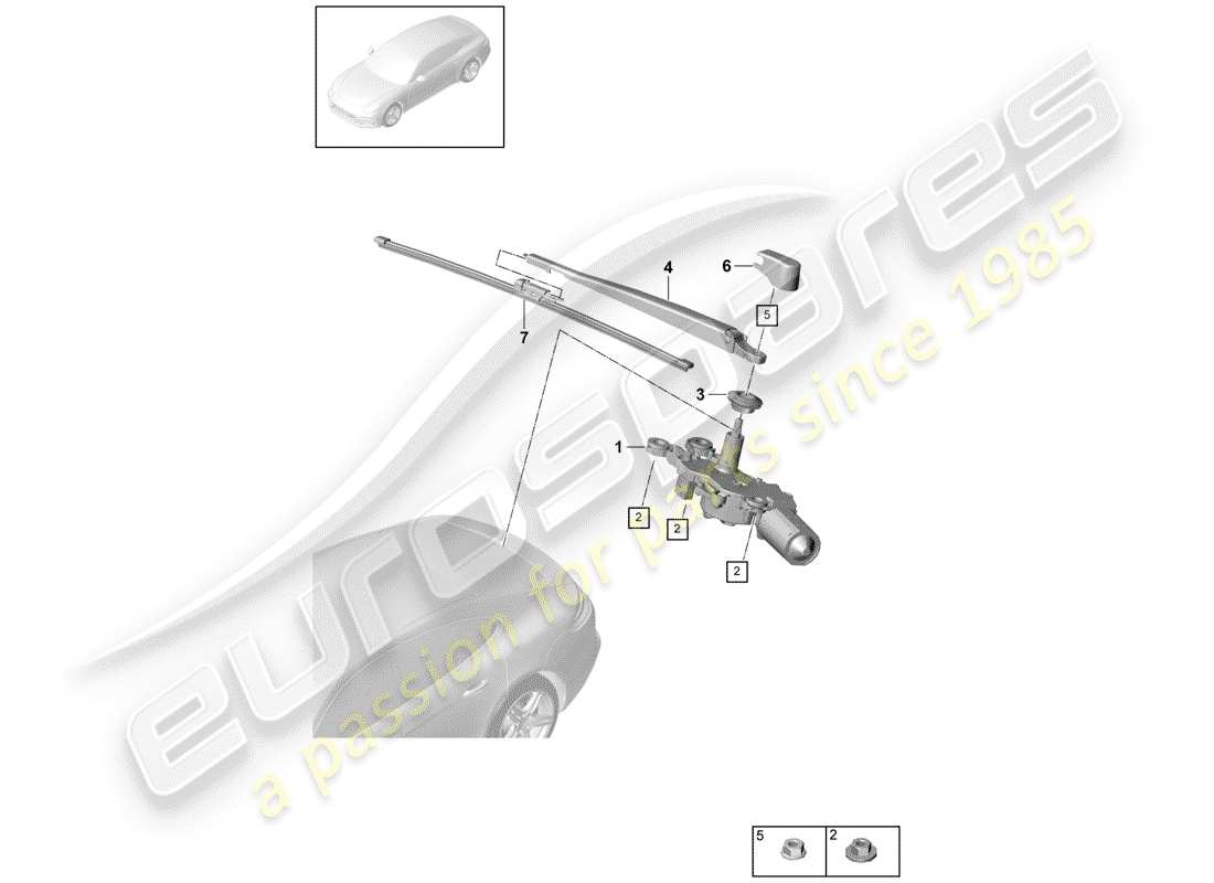 porsche panamera 971 (2017) wiper and washer system for parts diagram