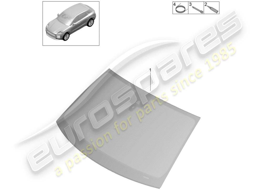 porsche 2019 (macan) windshield glass part diagram