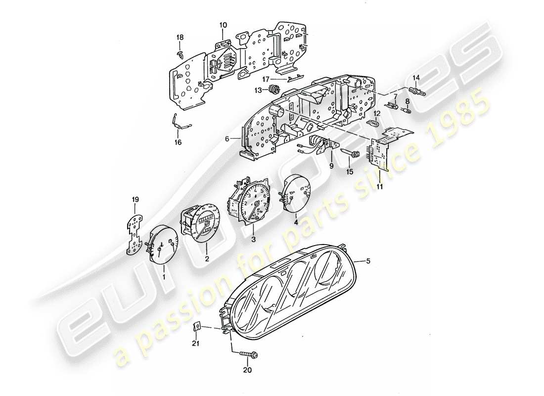 porsche 1994 (968) instrument cluster parts diagram