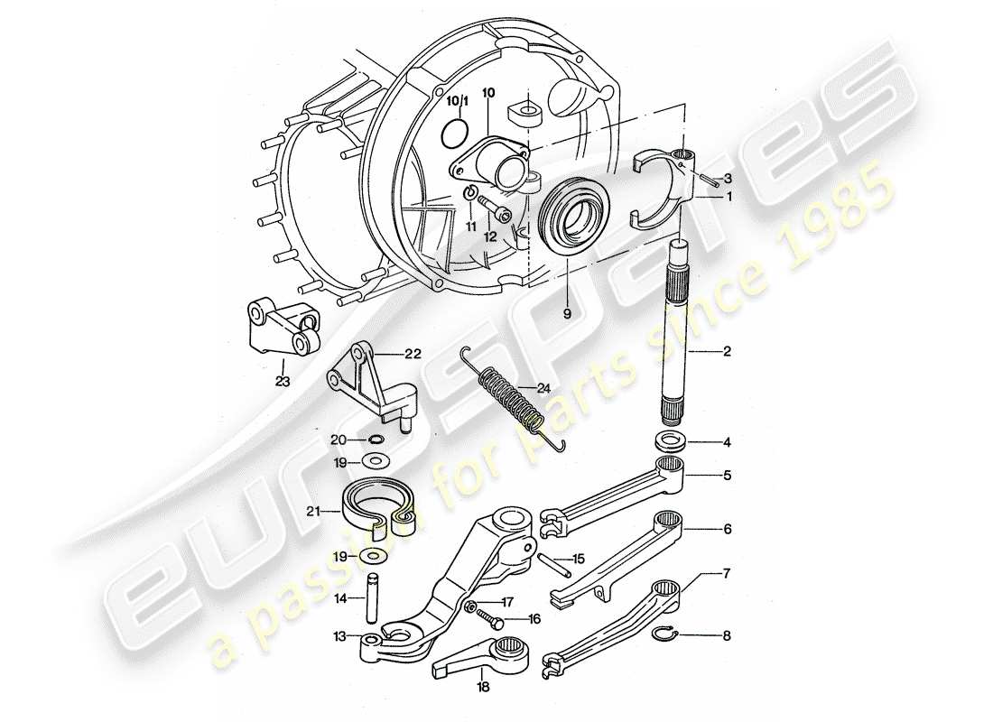 porsche 1975 (911 turbo) clutch release part diagram