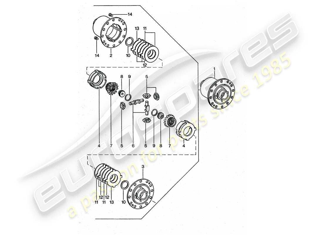 porsche 1975 (911 turbo) limited slip differential part diagram