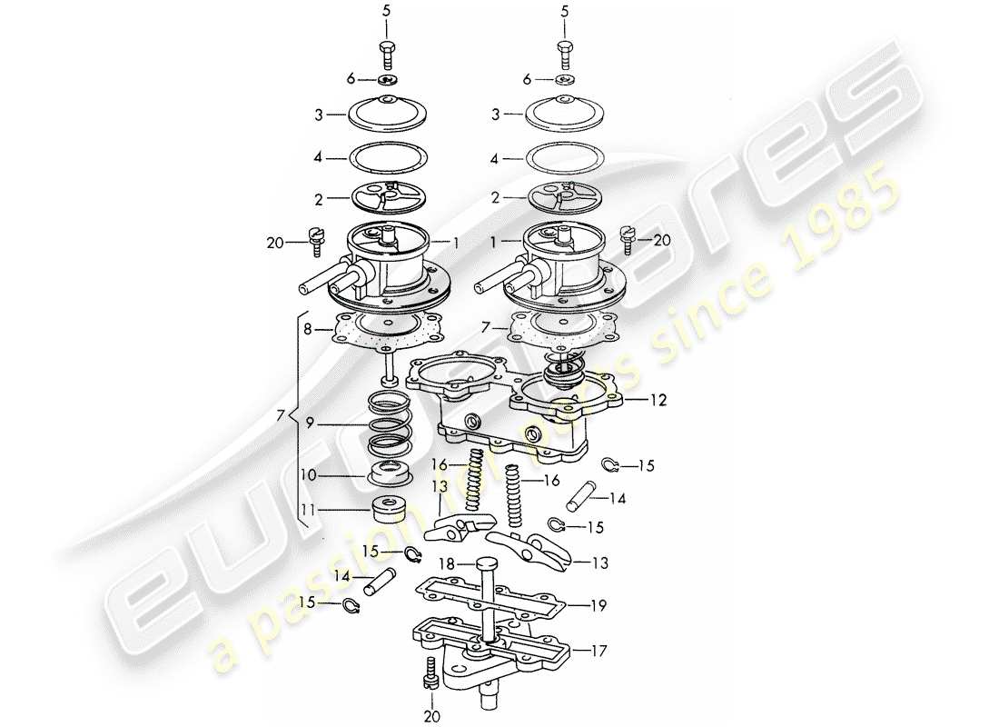 porsche 911/912 (1965) single parts - for - fuel pump - double sided - mechanical - d >> - mj 1968 parts diagram