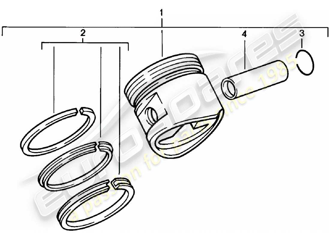 porsche 924 (1980) piston - piston rings part diagram