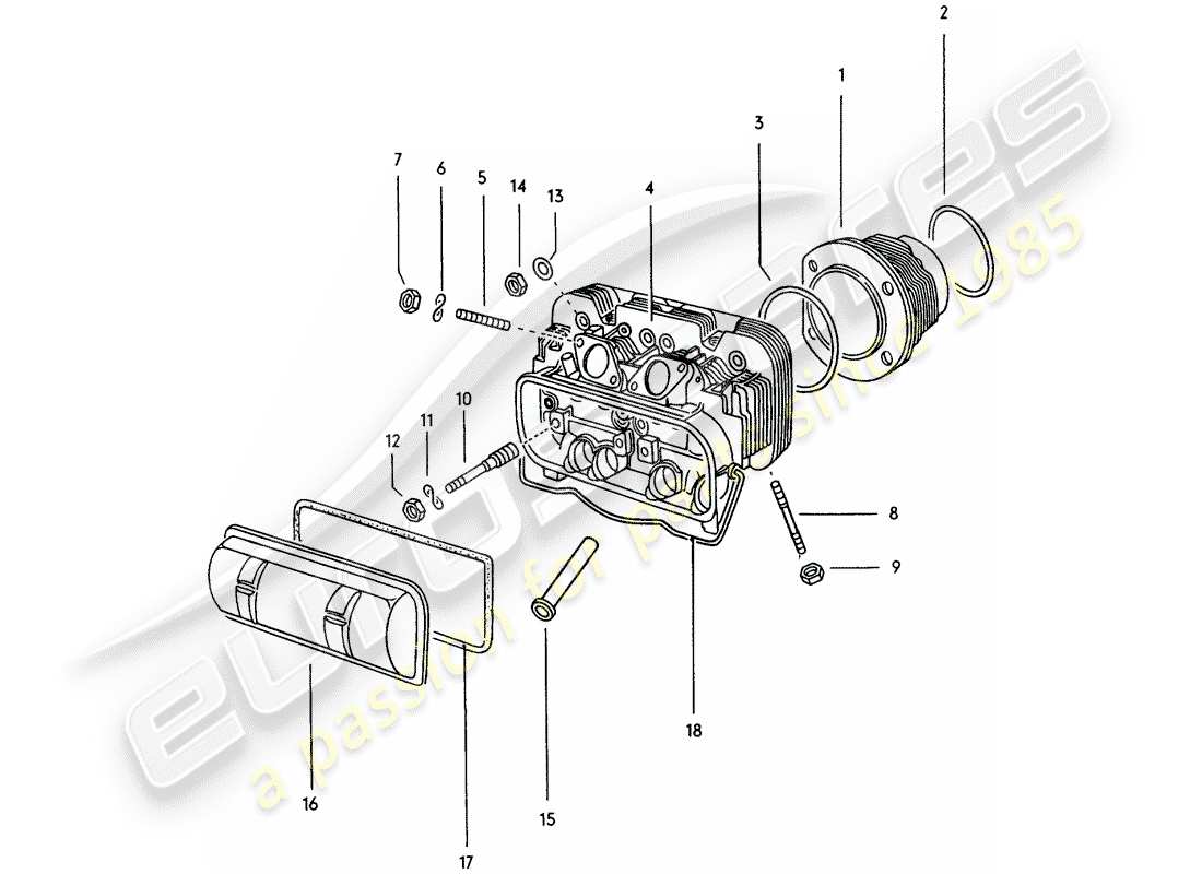 porsche 1975 (914) cylinder head part diagram