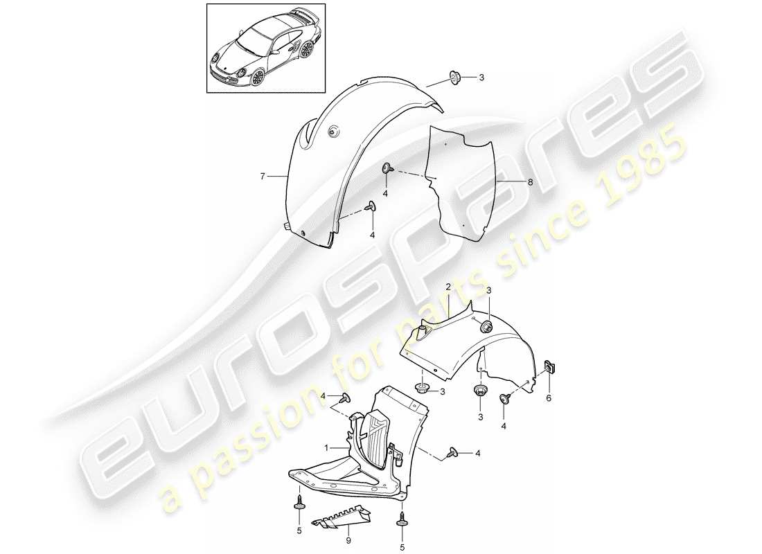 porsche 2011 (997-2 turbo / gt2 rs) trims part diagram