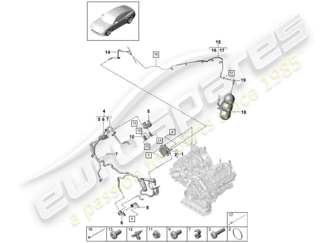 porsche 2017 (panamera 971-1) vacuum system part diagram
