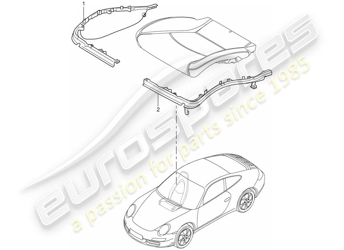 porsche 2011 (997-2 turbo / gt2 rs) cushion carrier part diagram