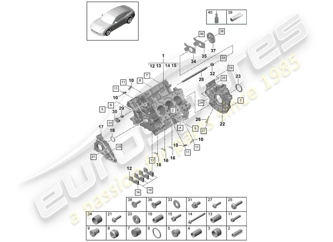 porsche 2017 (panamera 971-1) crankcase part diagram