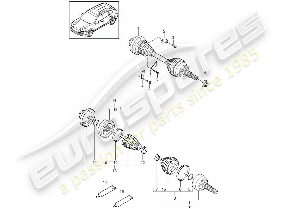 porsche 2016 (cayenne e2 92a) drive shaft part diagram