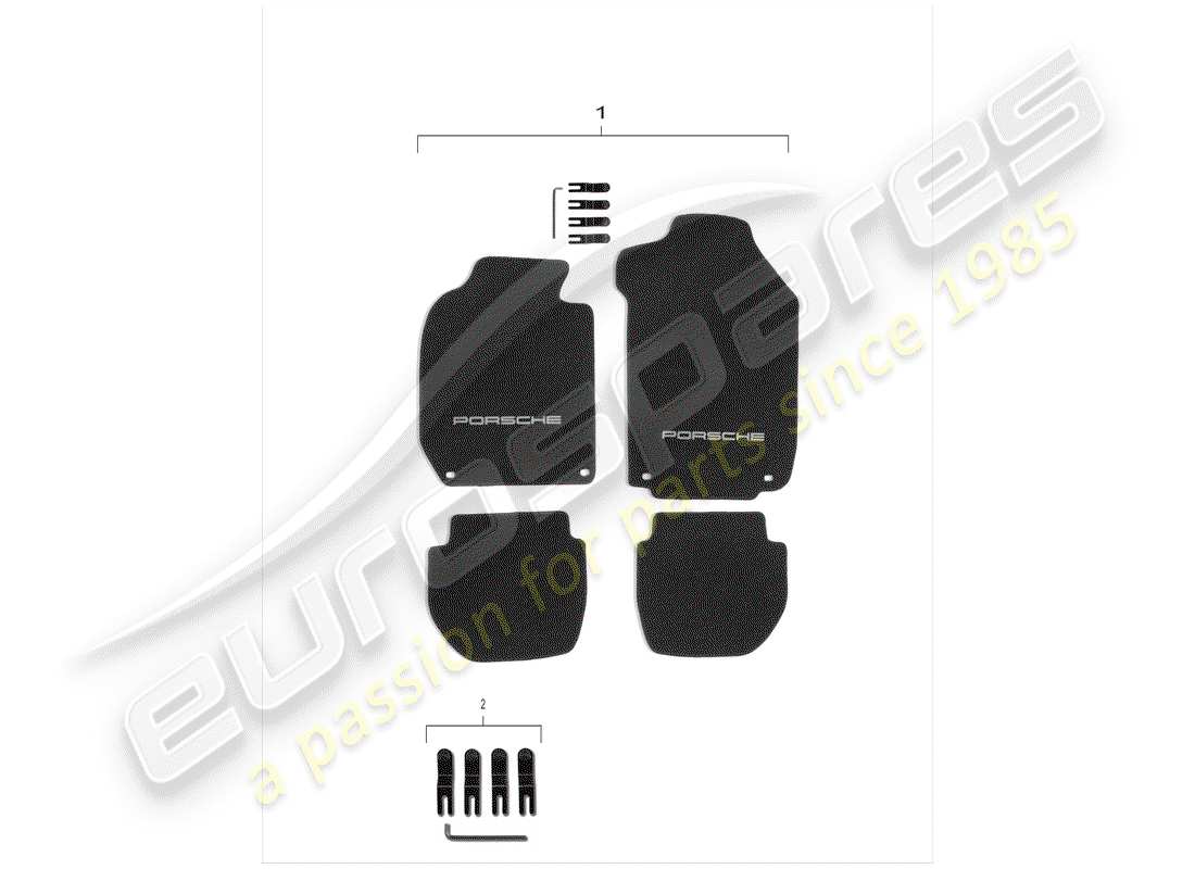 porsche 1992 (968) floor mat parts diagram