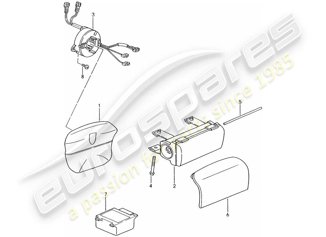 porsche boxster 986 (2003) airbag parts diagram