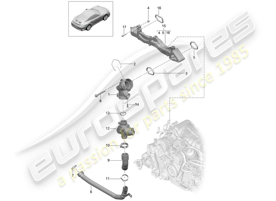porsche 2014 (991-1 turbo) sub-frame part diagram