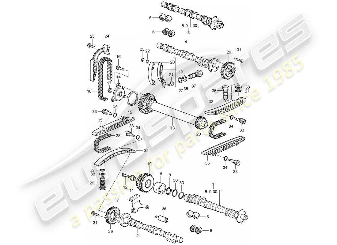 porsche 2008 (987 boxster) camshaft parts diagram