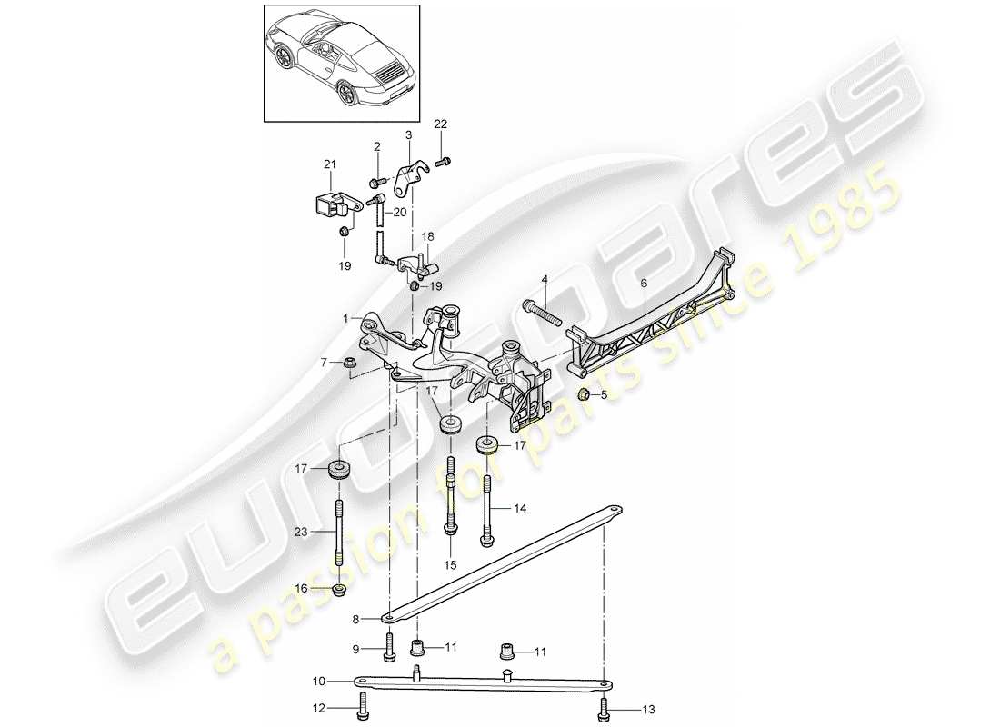 porsche 2009 (997-2) rear axle parts diagram