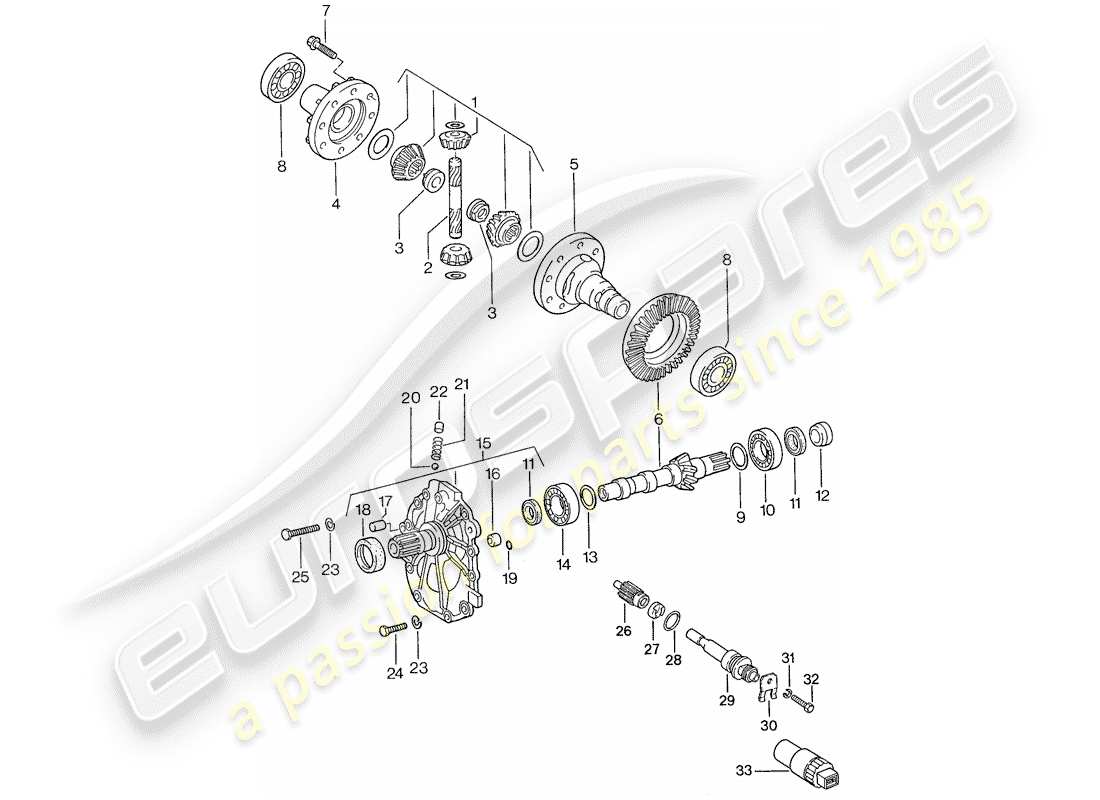 porsche 1989 (944) differential - for - automatic transmission - d >> - mj 1989 part diagram