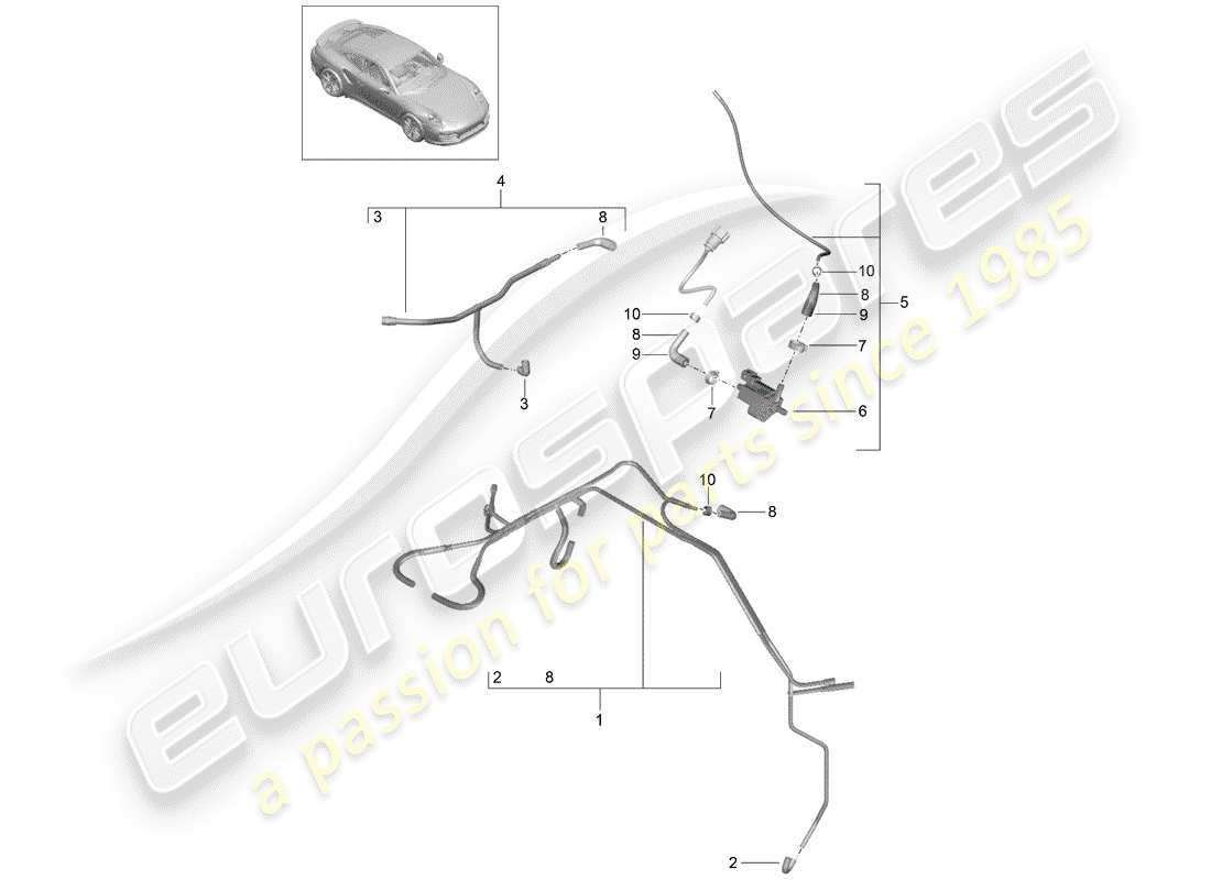 porsche 991 turbo (2014) vacuum system part diagram