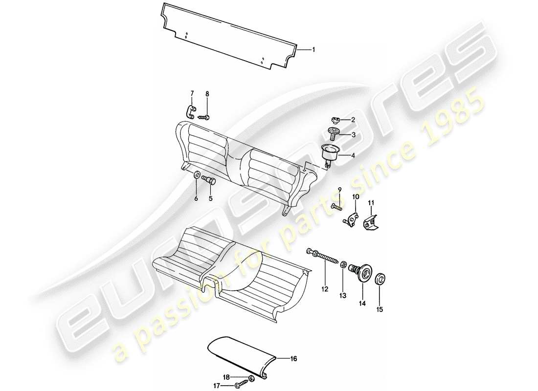 porsche 1987 (924s) emergency seat - single parts parts diagram