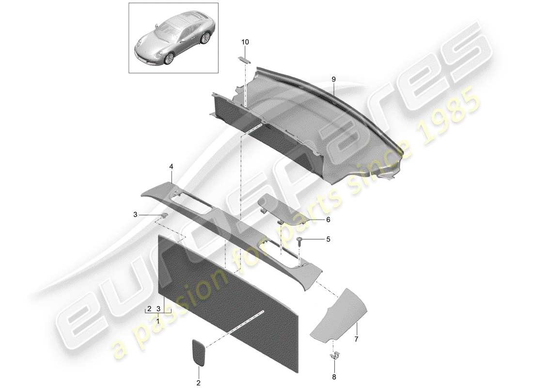 porsche 2020 (992-1) trims part diagram