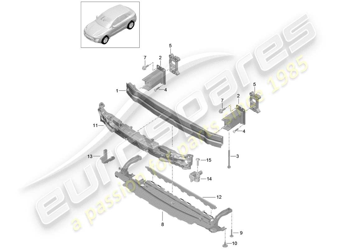 porsche 2015 (macan) bumper bracket parts diagram