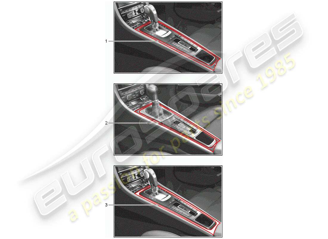 porsche 2016 (tequipment 98x/99x) trim parts diagram