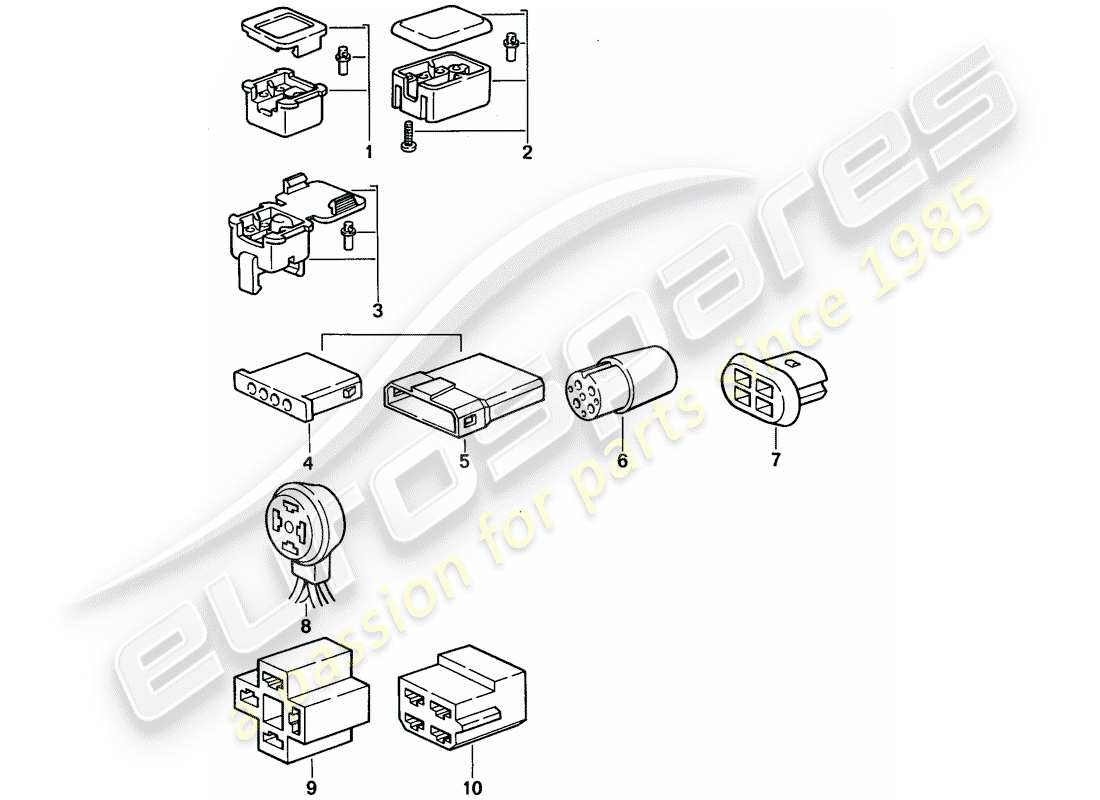 porsche 1994 (968) connector housing - 4-pole parts diagram