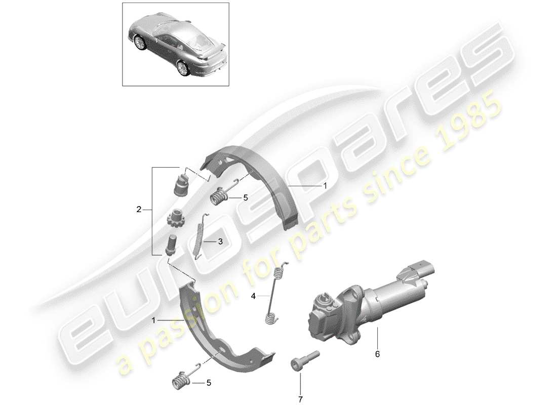 porsche 2017 (991-2 r/gt3/rs) parking brake part diagram