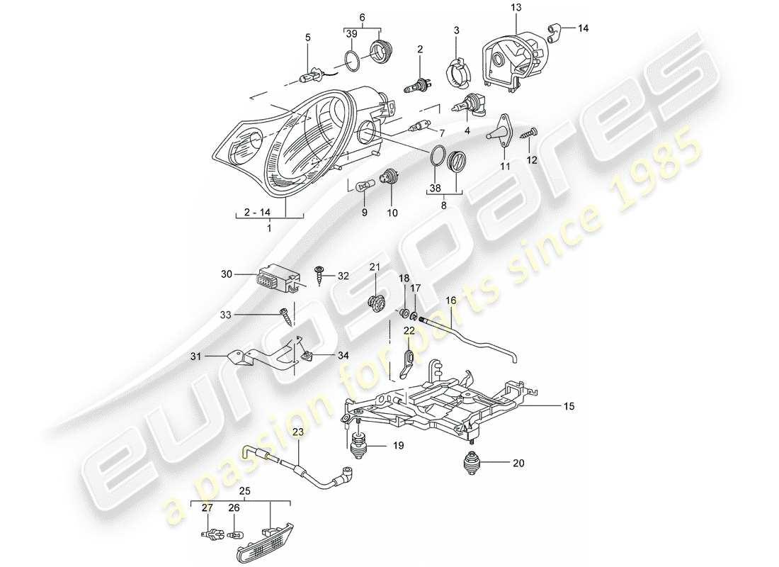 porsche 2005 (996) headlamp - turn signal repeater - d - mj 2002>> part diagram