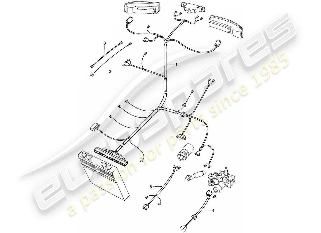 porsche 1983 (944) wiring harnesses - rear end part diagram