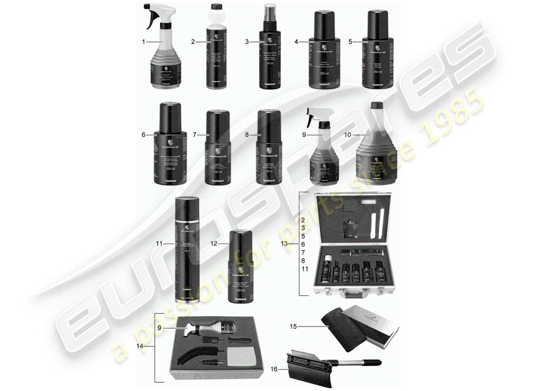 porsche 1990 (tequipment) cleaning agent parts diagram