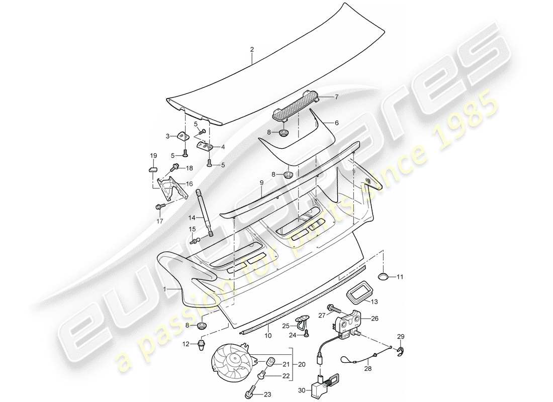 porsche 2011 (997-2 gt3) cover parts diagram