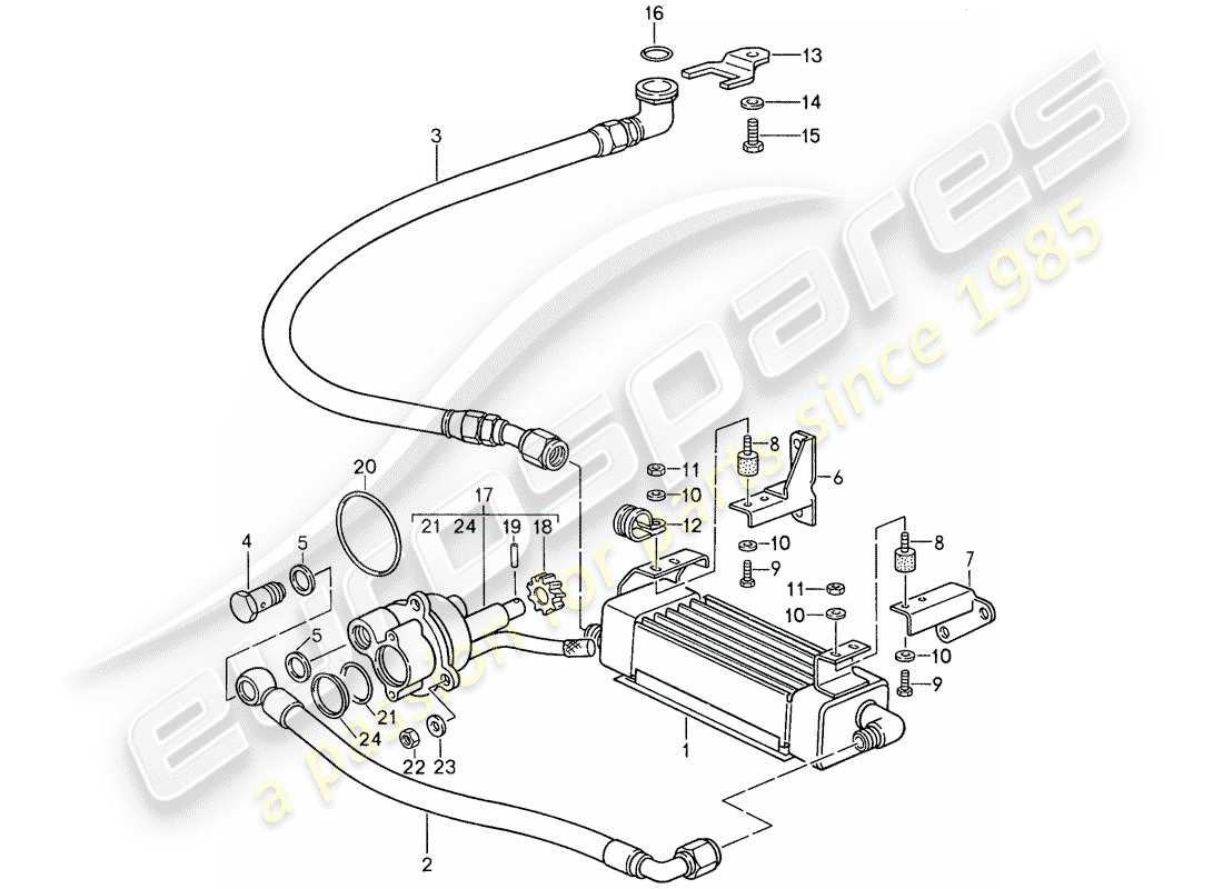 porsche 1988 (959) gear oil cooler - oil pump parts diagram