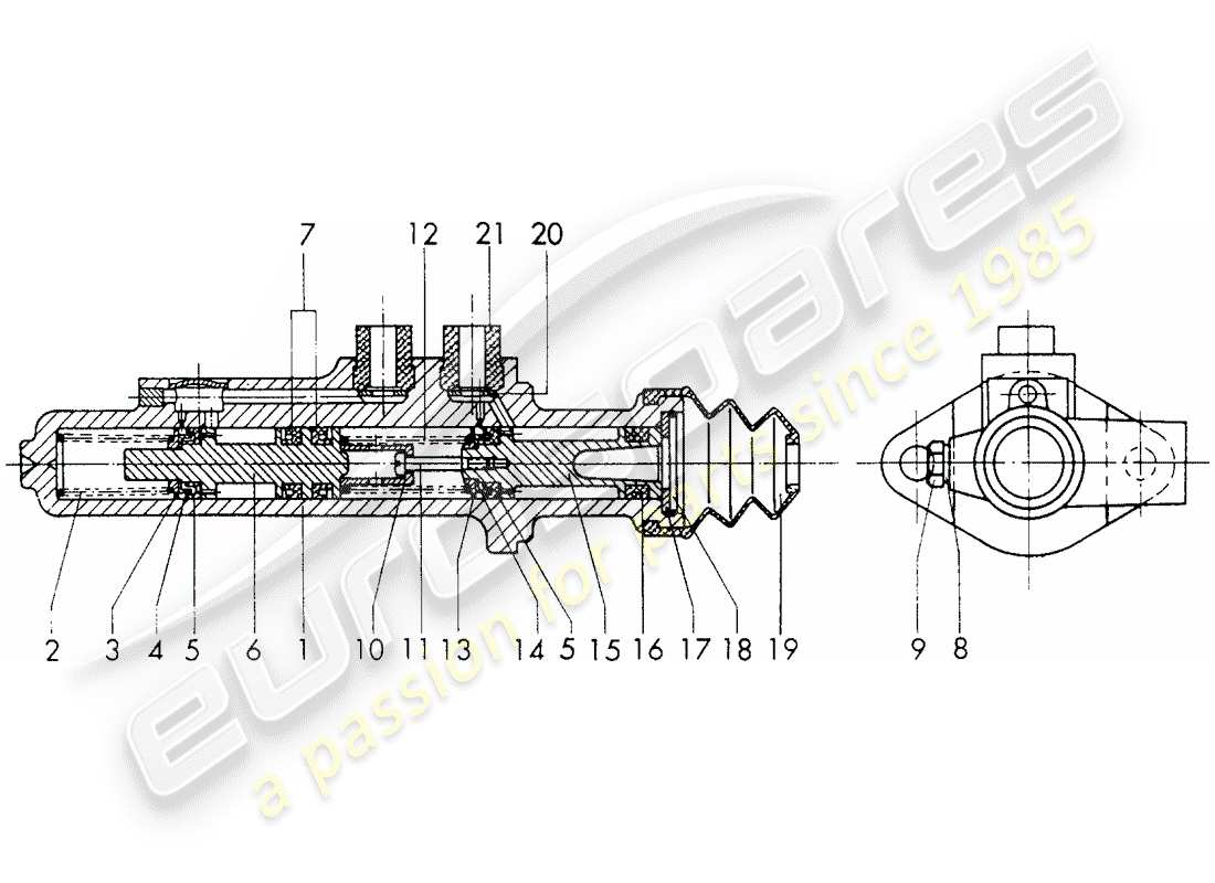 porsche 1970 (911) brake master cylinder - $ 19,05 - without: - warning function - single parts part diagram