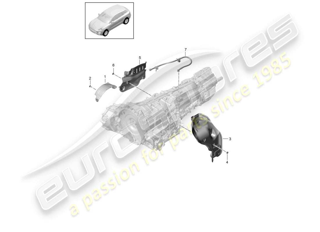 porsche 2016 (macan) 7-speed dual clutch gearbox - pdk - accessories part diagram