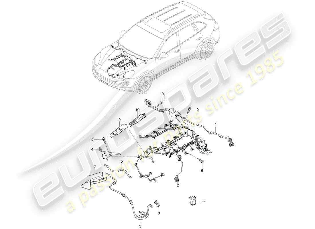 porsche 2016 (cayenne e2 92a) wiring harnesses part diagram