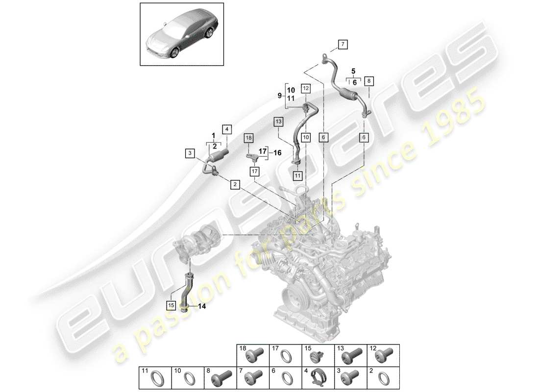 porsche panamera 971 (2017) water cooling for parts diagram