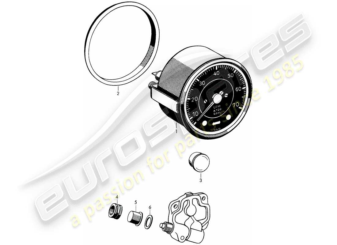 porsche 1961 (356b/356c) tachometer - electric parts diagram