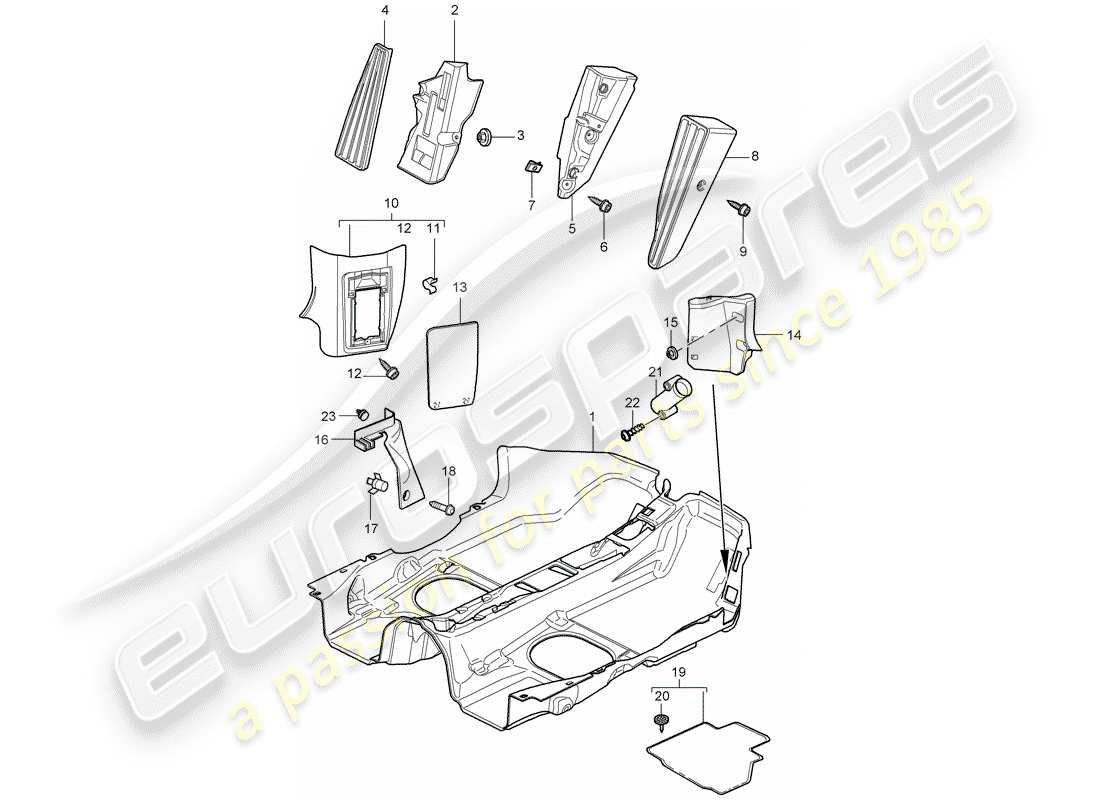 porsche 2007 (987 boxster) interior equipment part diagram