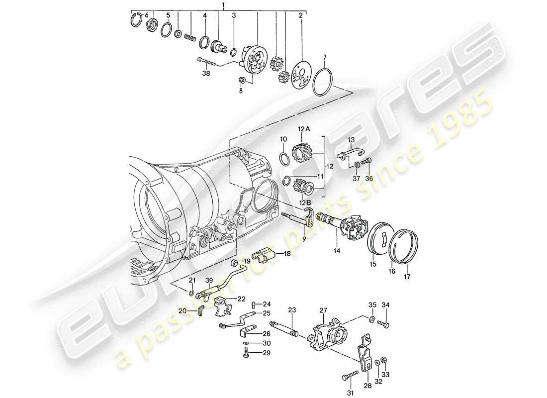 porsche 1991 (928) automatic transmission - transmission case - installation parts part diagram