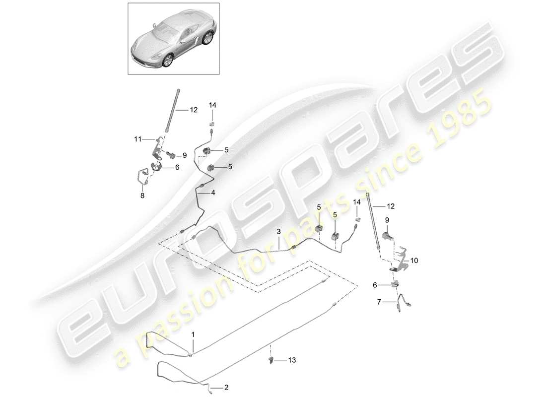 porsche 2018 (718 cayman) brake line part diagram
