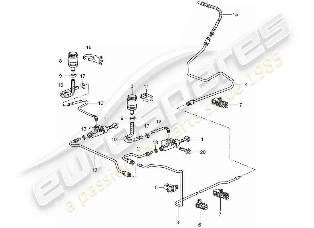 porsche 2009 997-2 turbo / gt2 hydraulic clutch part diagram