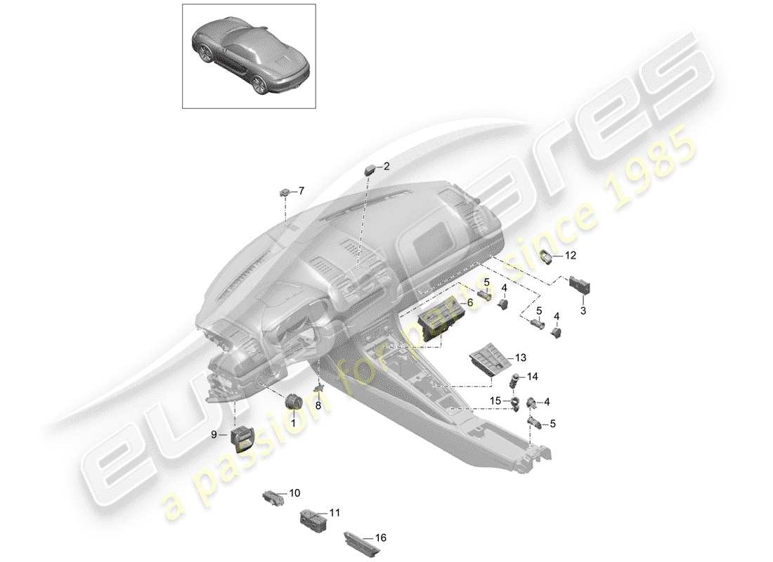 porsche 2013 (981 boxster) switch parts diagram