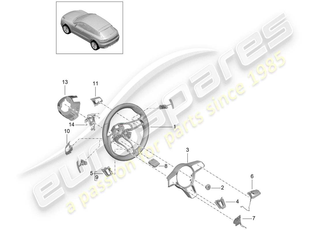 porsche 2019 (macan) steering wheel part diagram