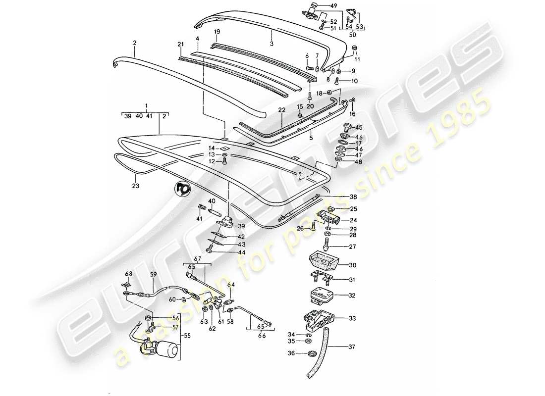 porsche 1989 (944) rear trunk lid - rear spoiler - d - mj 1990>> part diagram