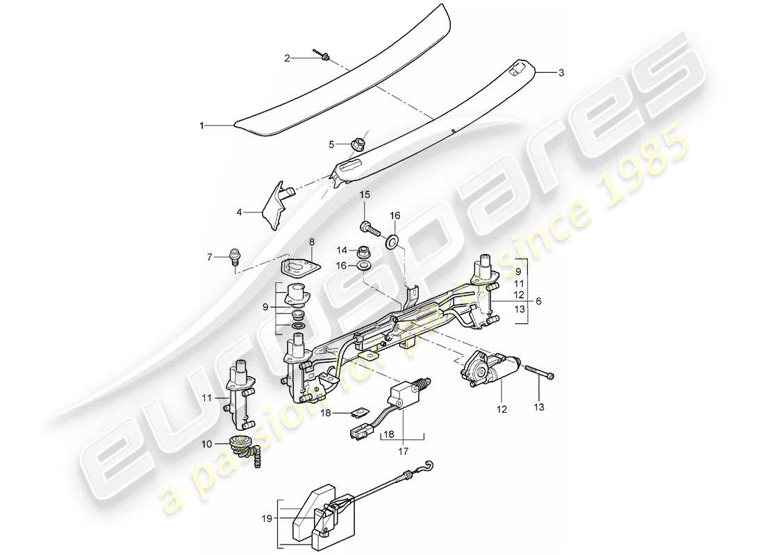 porsche 2008 (987 boxster) rear spoiler parts diagram