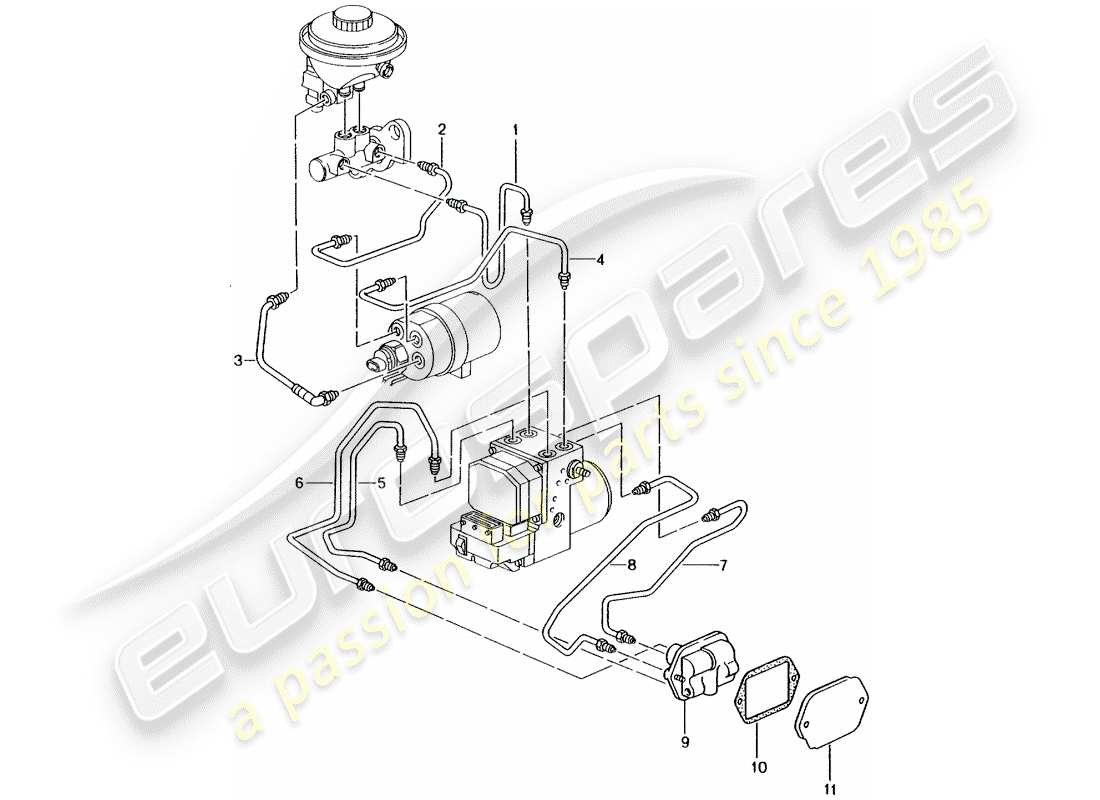 porsche 2000 (996) brake line - front end - d - mj 1999>> part diagram