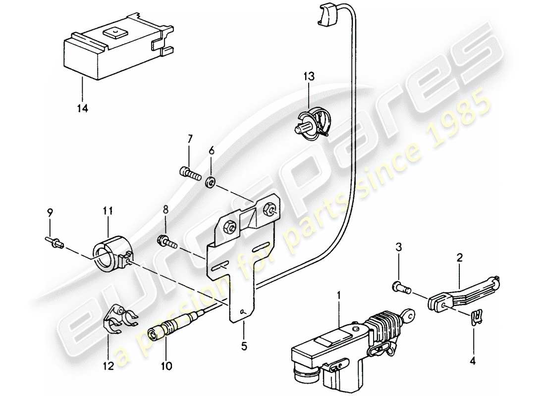 porsche 968 (1995) central locking system parts diagram